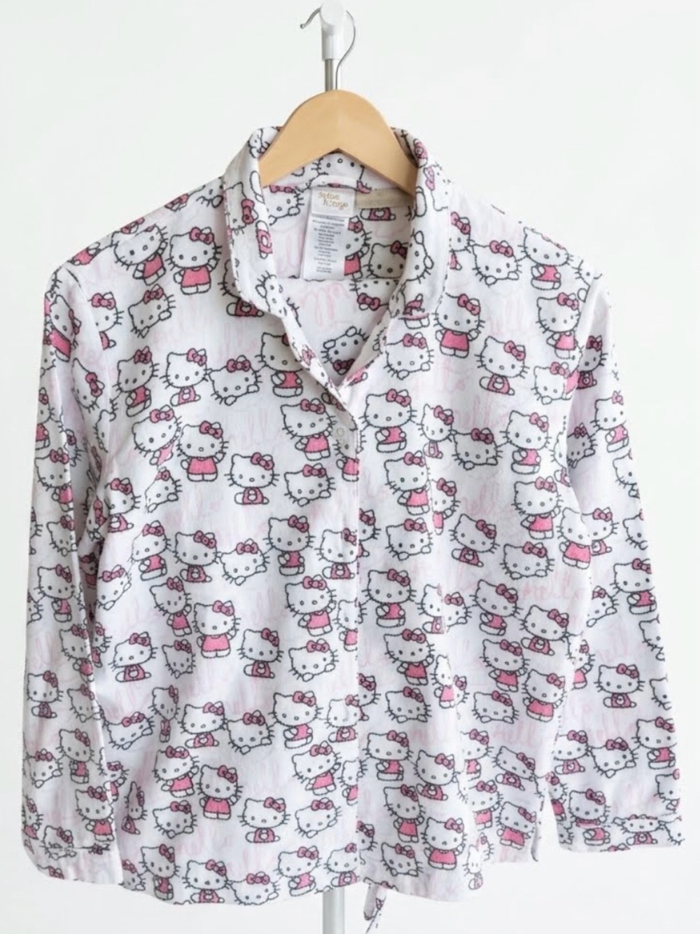 Pottery Barn Hello Kitty White and Pink Button-Front Pajama Top
